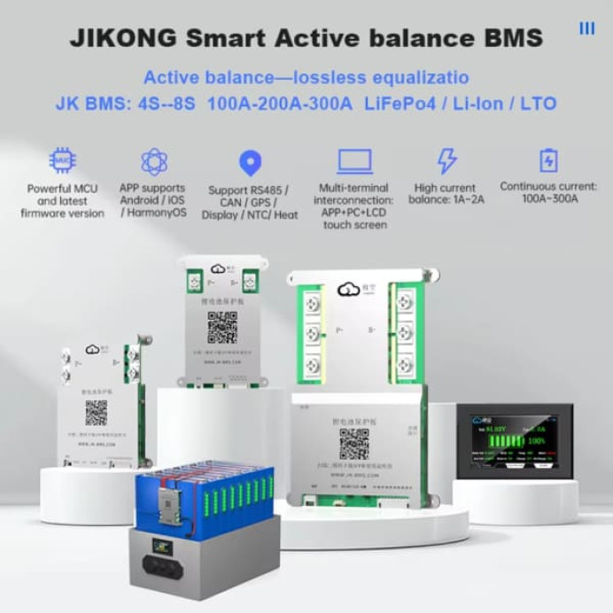 BMS плата – JK-B1A8S10P 100A, 1А балансир