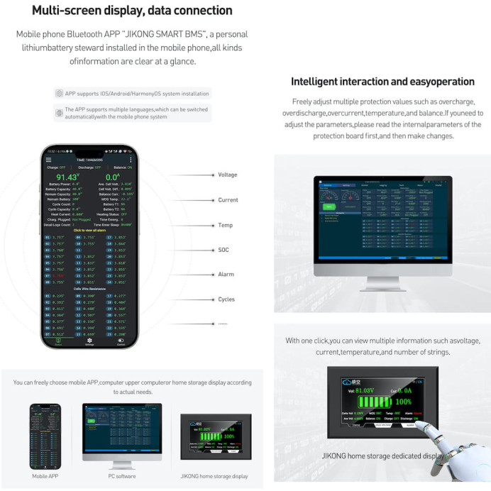 BMS плата – JK-B2A8S20P 200A, 2А балансир