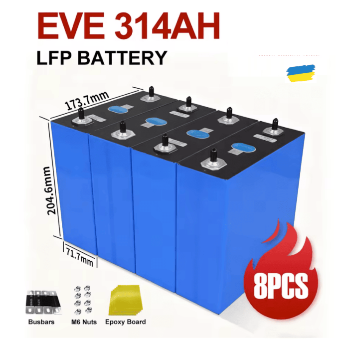 Акумулятор (осередки) EVE 314Ah Lifepo4 3.2V